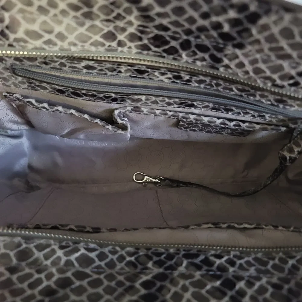 Michael Michael Kors Grey Snake Embossed Leather Medium Selma Tote